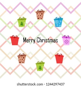 Christmas card, gifts, vector background