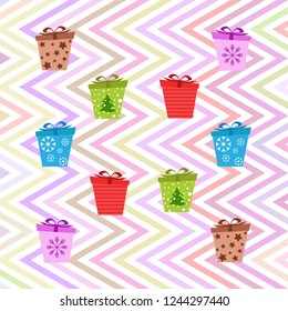 Christmas card, gifts, vector background