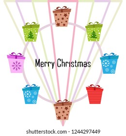 Christmas card, gifts, vector background