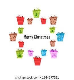 Christmas card, gifts, vector background