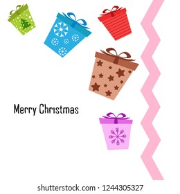 Christmas card, gifts, vector background