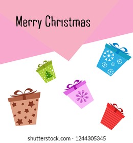 Christmas card, gifts, vector background