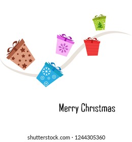 Christmas card, gifts, vector background
