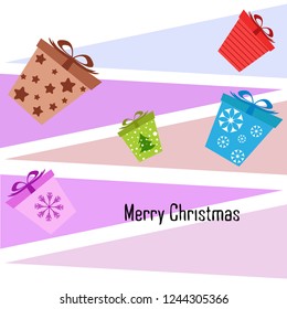 Christmas card, gifts, vector background