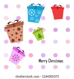 Christmas card, gifts, vector background