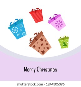 Christmas card, gifts, vector background