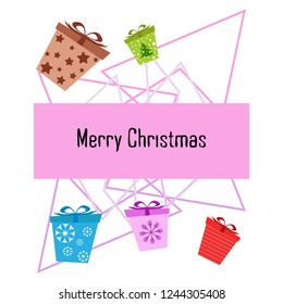 Christmas card, gifts, vector background
