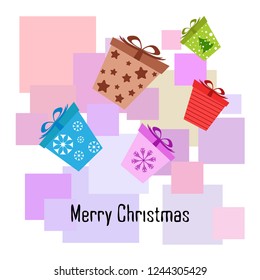 Christmas card, gifts, vector background