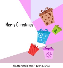 Christmas card, gifts, vector background