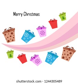 Christmas card, gifts, vector background