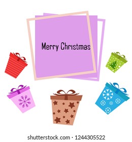 Christmas card, gifts, vector background