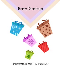 Christmas card, gifts, vector background