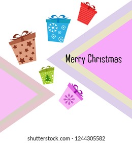 Christmas card, gifts, vector background