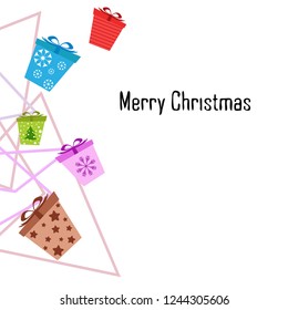 Christmas card, gifts, vector background