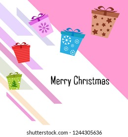 Christmas card, gifts, vector background