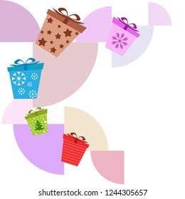 Christmas card, gifts, vector background