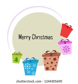 Christmas card, gifts, vector background
