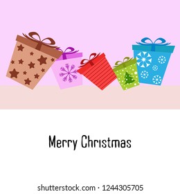 Christmas card, gifts, vector background