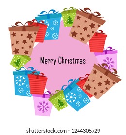 Christmas card, gifts, vector background