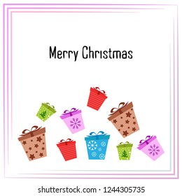 Christmas card, gifts, vector background