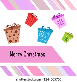 Christmas card, gifts, vector background