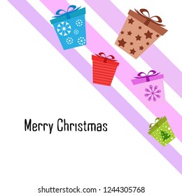 Christmas card, gifts, vector background