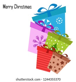 Christmas card, gifts, vector background
