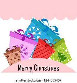 Christmas card, gifts, vector background