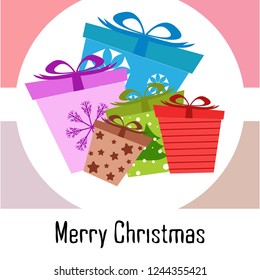 Christmas card, gifts, vector background