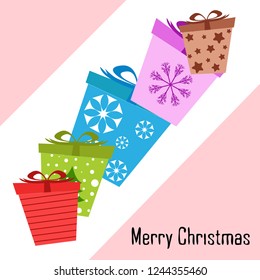 Christmas card, gifts, vector background