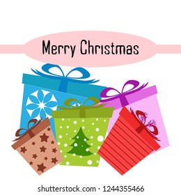 Christmas card, gifts, vector background