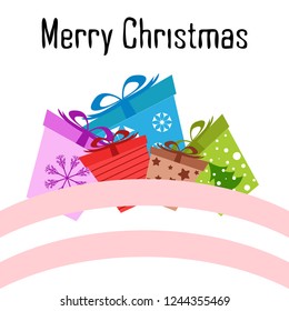 Christmas card, gifts, vector background