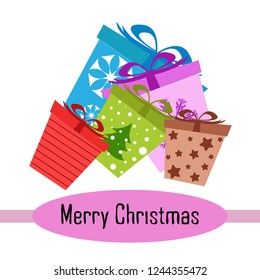 Christmas card, gifts, vector background