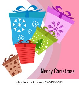 Christmas card, gifts, vector background