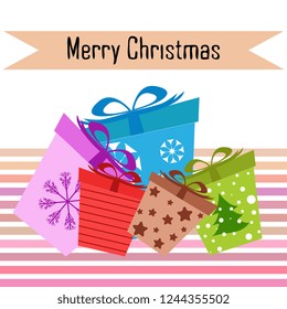 Christmas card, gifts, vector background
