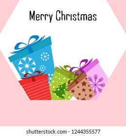 Christmas card, gifts, vector background