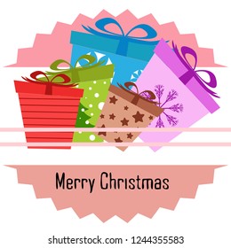 Christmas card, gifts, vector background