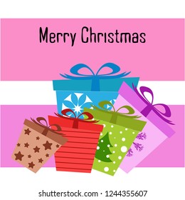 Christmas card, gifts, vector background