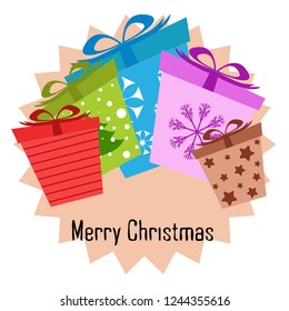 Christmas card, gifts, vector background