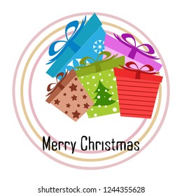 Christmas card, gifts, vector background