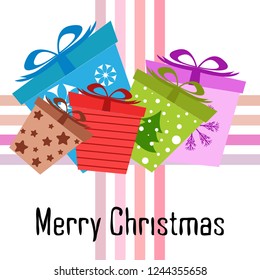 Christmas card, gifts, vector background