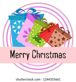 Christmas card, gifts, vector background