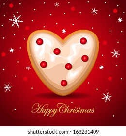 Christmas card with gingerbread heart