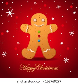 Christmas card with gingerbread man