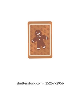 christmas card with gingerbread man vector illustration design