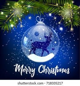 Christmas card with glass ball. 