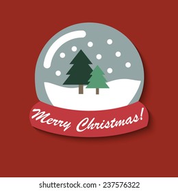 Christmas card with glass sphere. Vector illustration.