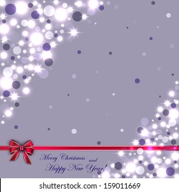 Christmas card with glitter and confetti . Vector  illustration