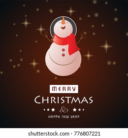 Christmas card with glitters and snow man