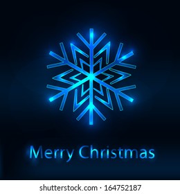Christmas card with glowing snowflake